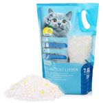 Nobleza Silica Cat Litter Crystals Odour Control, 7.6L Premium Lemon Scented Silicone Gel Kitten Litter, Non-Clumping Ultra Absorbent Cat Sand, Dust-Free and Low Tracking