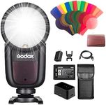 Godox V1-N TTL Round Head Flash for Nikon, 2.4G 1/8000 HSS Speedlite, 480 Full Power Shots,1.5s Recycle Time,2600mAh Li-ion Battery,10 Levels LED Modeling Lamp, Compatible with Nikon Cameras