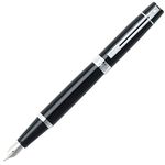 Sheaffer 300 Glossy Black Fountain Pen with Chrome-Plated Trim and Fine Nib