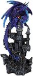 Ebros Gift Purple Blue Hyperion Gemstone Midnight Dragon Protecting Stone Castle Figurine 11.75" H Dungeons and Dragons Medieval Fantasy Statue