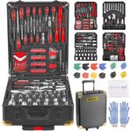 MasterSpec Professional 1180PCS Hand Tool Set Aluminum Case, Complete Tool Kit with Rolling Tool Box, Household Tool Kit, Full Tool Set for Home Use, Car Repair and Mechanics