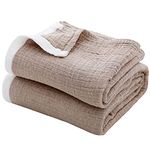 SE SOFTEXLY Muslin Throw Blanket, 100% Cotton Blankets for Adults and Baby, 4-Layer Soft Breathable Bed Throw Blankets All Season,King Size Blanket (90"x102", Coffee)