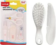 LuvLap Baby Grooming Combo, 2 pcs Set (White,Grooming Kit & Comb/Brush Set)