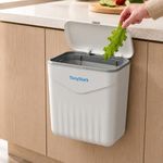 TONY STARK Plastic Hanging Kitchen Trash Can With Lid, Double-Sided Open Lid Design, Kitchen Trash Can, Kitchen Cabinet Door Hanging Wall Storage Bucket (7 Litre, White)