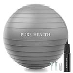 Pure Health Pregnancy Ball Anti Burst for Birthing Labour Pre Natal Exercise Yoga Exercise Gym Ball - Eco Friendly Material Includes Pump (L (70-75cm), Silver)