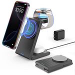 3 in 1 Wireless Charging Station for MagSafe, Foldable Magnetic Wireless Charger Stand for Multiple Devices, Wireless Charger for iPhone 16/15/14/13/12, Apple Watch 9/8/7/6/SE/5/4/3/2, AirPods 3/2/Pro