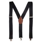 PELUCHE Plaid Black Black Coloured 3.5cm Strap Width Elastic Suspenders for Men