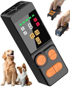 Ultra-Compact 4X Dog Bark Deterrent Devices, Anti Barking Device for Dogs with 10 Modes, 45FT Range, Rechargeable & Humane Ultrasonic Bark Control for Indoor/Outdoor (Black+Orange)
