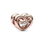 Pandora Moments Open heart 14k rose gold-plated charm with clear cubic zirconia