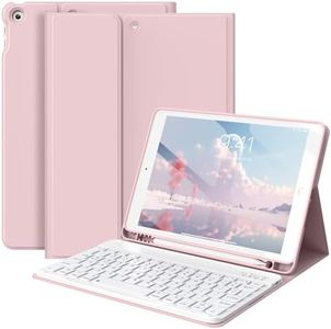 BQDIYOO Keyboard Case for iPad 9th/8th/7th Generation(2021/2020/2019), 10.2 inch iPad 9/8/7 Case with Keyboard, Auto Wake Sleep Cover with Pencil Holder, Pink