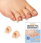 TASZOOS Hammer Toe Straightener Corrector - Toe Corrector(12pcs, Nude), Gel Toe Splint Relief for Bunion, Crooked, Hammer Toes, Claw Toes, Small Size