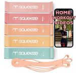 Squeeze Resistance Bands for Women, Booty Bands, Exercise Loop Bands Includes Extra Long Band & Workout Videos, Flexbands for Physical Therapy, Rehab, Home Fitness, Skin Friendly Natural Latex Bands