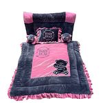 Pinks and Blues Full Sleeping 5 Piece Baby Bedding Set with Two Bear Shape Side Pillows (0-48 Months) (Grey Pink)