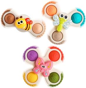 ALASOU 3PCS Pop Suction Cup Spinner Toys for 1 Year Old Boy Girl|Novelty Spinning Tops Toddler Toys Age 1-2|Sensory Baby Bath Toy for Toddlers 1-3|12 18 Months Boy Birthday Gift for Infant