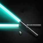 Lischwert 2Pack LightSaber,Connectable 2-in-1 Dueling Metal Light Sabers Changeable 7 RGB Color 3 Modle Voices,Smooth Swing & Fight Sound Effects, Gift Party Favors&Kids Fancy Dress（Black）