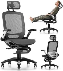 GABRYLLY Ergonomic Office Chair with Footrest, High Back Home Desk Chair - 3D Headrest, Flip-Up Arms, 135° Tilt and Wide Cushion, Heavy Duty Mesh Chairs for Task Computer Gaming,GYB01-FT