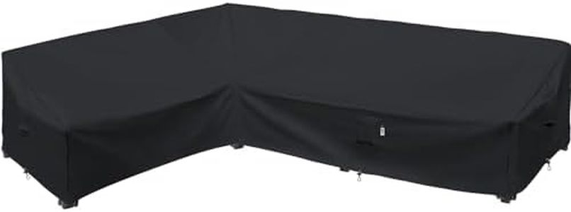 Flexiyard Heavy Duty Outdoor Sectional Sofa Cover, 90" X 120" L Shaped Waterproof 600D Patio Sectional Couch Cover (Midnight Black, L-Shaped-Left Facing-90 x 120)