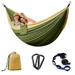 Camping Hammock - Single&Double Lightweigtht Nylon Hammocks with Tree Straps, 2 Person Portable Hammock Swing for Outdoors, Backpacking, Hiking, Travel, Garden, Breathable & Quick Drying Parachute