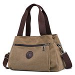 DOURR Hobo Handbags Canvas Crossbody Bag for Women, Multi Compartment Tote Purse Bags