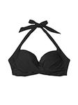 GORGLITTER Women's Push up Halter Bikini Swimsuit Tops Twist Front Bathing Suit Swim Top Beachwear Black XL