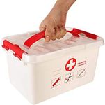 GMZY Cotton 2 Layer Portable First Aid Lockable Medicine Storage Box For Home, Office, Travel, White