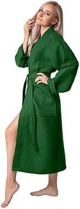 BAGNO MILANO Women's Robes, Waffle Robes For Women, Turkish Cotton Bathrobes For Women, Green, Small-Medium