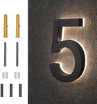 MIDIT 5 Inch Backlit LED House Numbers, Waterproof Stainless Steel, High Transparency Acrylic, LED Illuminated Home Address Number, Lighted House Numbers, Modern Address Numbers, 5 Inch Number 5