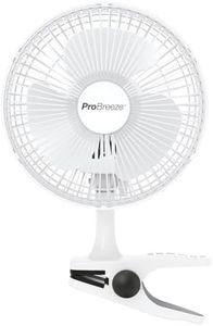 Pro Breeze Mini Ventilateur à Pince - 2 Vitesses, 15 cm - Ventilateur de Table avec Clip, Petit, Portable, Silencieux, Rotation 360° - Pour Maison, Table, Bureau - Blanc
