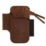 Dciustfhe Handmade Leather Sheath Folding Knife Flashlight Holder EDC Tool Brown