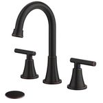 Bathroom Faucets for Sink 3 Hole, Hurran Oil Rubbed Bronze Bathroom Sink Faucet with Pop-up Drain and Supply Lines, Stainless Steel Lead-Free Widespread Faucet for Bathroom Sink Vanity RV Farmhouse