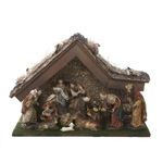 Kurt Adler 12-Inch Nativity Set with Stable and 10 Figures,Brown