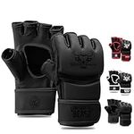 BEASTRAGE MMA Gloves for men and women,Martial Arts Mitts Grappling Sparring,Ventilated Palm, VEGAN Leather, Cage Fighting, Muay Thai, Kick Boxing, Punching Bag, Boxing, Kickboxing (Black, M)