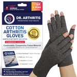 Doctor Developed Arthritis Gloves for Women & Men/Compression Gloves for Arthritis for Women & Men/Fingerless Gloves/Arthritis Pain Relief for Hands, With Doctor Handbook (Grey, XL)