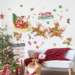 decalmile Christmas Window Wall Decals Santa Claus Reindeer Elf Wall Stickers Room Door Christmas Party Window Showcase Wall Decor