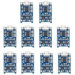 BRAVECOW 10Pcs TP4056 5V 1A 18650 Micro USB Lithium Battery Charging Board Charger Protection Module