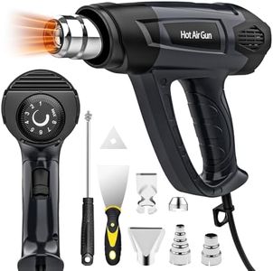 Heat Gun,Necomi 2000W Hot Air Gun, Fast Heating Heat Gun Kit 60°C -600°C Variable Temperature, 2 Temp Settings, Overload Protection, 7 Accessories for Shrink Tubing PVC, Crafts for Father'day Gift