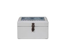 CONTRAST LIVING Lucas Wooden Decorative Jewellery Painted Box with Cotton Fabric on top (Outer Size- 22x22x13 Cm || Box Color-Grey,Fabric Colour -Black)