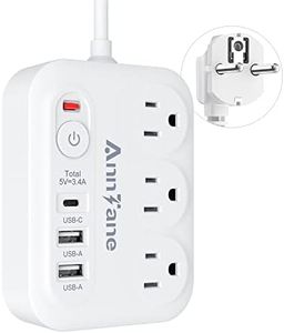 European Travel Plug Adapter with USB C, 4FT Extension Cord, (Not for UK) Canada to European International Plug Adapter Power Bar Travel Essentials for EU Spain France Germany Iceland Greece Travel