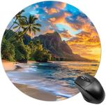 Customizable Mouse Pads for Desk, Custom Mouse Pad for Men Women, Personalized Mouse Pad with Picture, Work Desk Accessories Gifts for Birthday Anniversary, Round, Beach 7.8 Inches