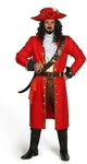 Spooktacular Creations Men Pirate Captain Costume Set Red Deluxe Captain Outfit Adult Halloween Dress Up Party Cosplay L
