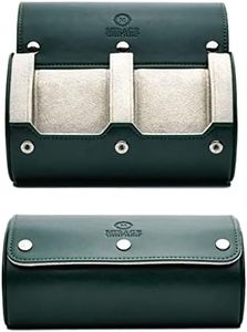 Green/Ivory - 2 Watch Case for Men - Double Watch Roll Travel Case Gift Accessory - Royal Green/Ivory - Mirage Watch Rolls
