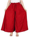 STRICKLIN Women's Rayon Loose Fit Flared Wide Leg Palazzo Pants Soft Plain/Solid Design with Drawstring Elastic (Pack of 1) (2XL, Maroon)