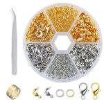 Clasps Jewellery Making Set 462 Pcs, Jewellery Clasps Silver Gold, with Open Jump Rings, Crimp Ends, Lobster Clasps, Jump Ring Opener and Tweezer, for DIY Crafts Jewellery Making (Silver+Gold)