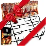 Rib Racks for Smoking - BBQ Rib Rack for Gas Smoker or Charcoal Grill - Non Stick Standing Rib Rack for Grilling & Barbecue - Holds 5 Baby Back Ribs - Black