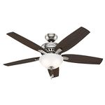 Hunter Fan Company 53312 Newsome Ceiling Fan with Light, 52"/Large, Brushed Nickel