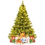 Happgrill 7 Feet Realistic Christmas Tree Hinged Artificial Xmas Tree with 1233 PVC Branch Tips 35 Pine Cones 100% New Material Life-Like Pine Tree for Festival Celebration