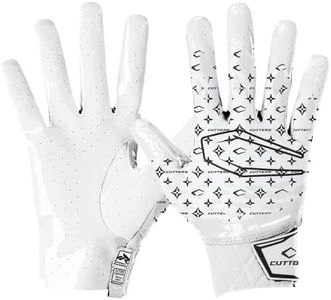 CUTTERS Limited Edition Football Gloves - Rev Pro 5.0 - Ultra Grip No Slip Wide Receiver (1 Pair) (LUX White/Black, Medium)