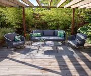 OMCCO 5 Seater Rope Sofa Set Outdoor Furniture with Cushion Rope Patio Backyard Living Set with Center Table for Garden/Balcony. (Grey)