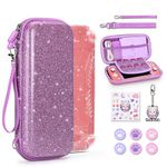 innoAura Switch Lite Carrying Case, Switch Lite Accessories Kit with Shiny Switch Lite Storage Case, Switch Lite Cover, Switch Lite Screen Protector, Switch Game Case (Sequins Purple)