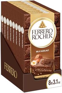 Ferrero Rocher Premium Chocolate Bars, 8 Pack, Chocolate Hazelnut 3.1 oz Each